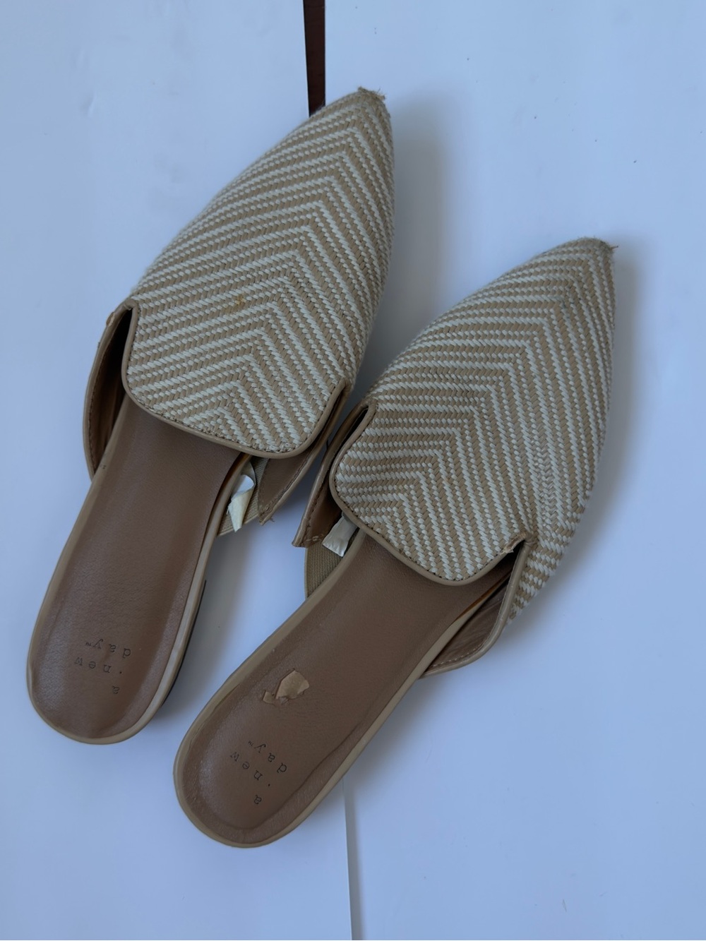 a new day Pointed Slip-On Mules in Beige and Cream